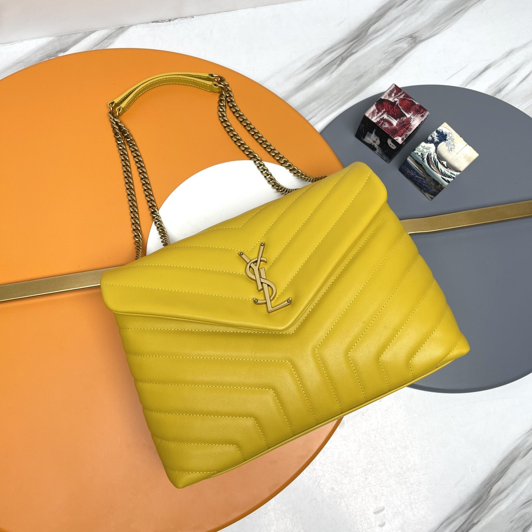 YSL LOULOU MEDIUM IN QUILTED LEATHER YELLOW 12.5 X 8.6 X 3.5 INCHES - Image 2