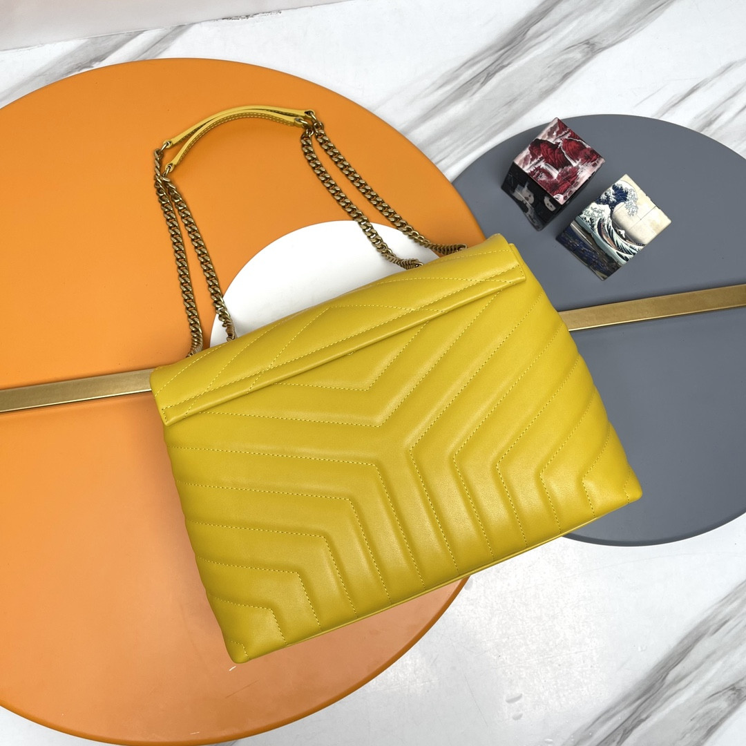 YSL LOULOU MEDIUM IN QUILTED LEATHER YELLOW 12.5 X 8.6 X 3.5 INCHES - Image 3