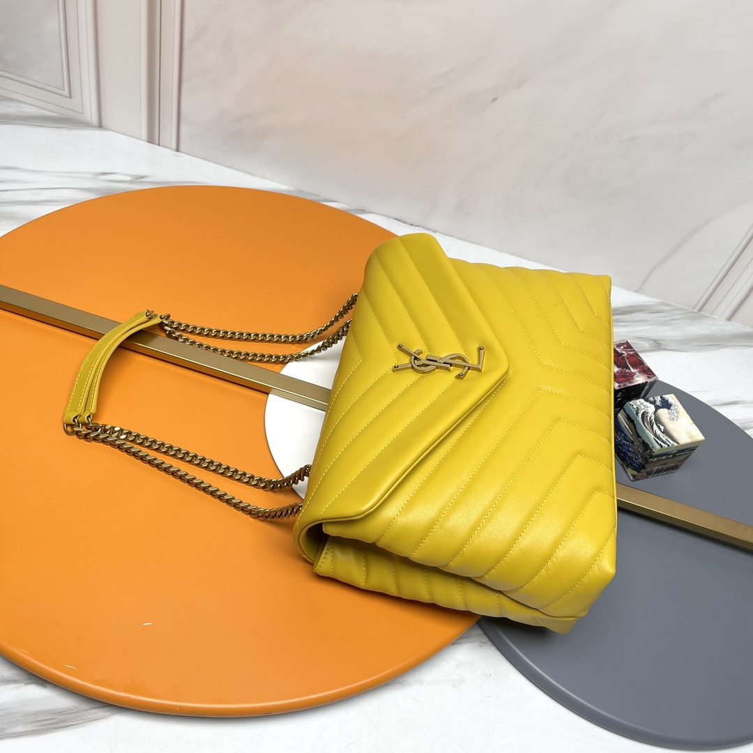 YSL LOULOU MEDIUM IN QUILTED LEATHER YELLOW 12.5 X 8.6 X 3.5 INCHES - Image 5