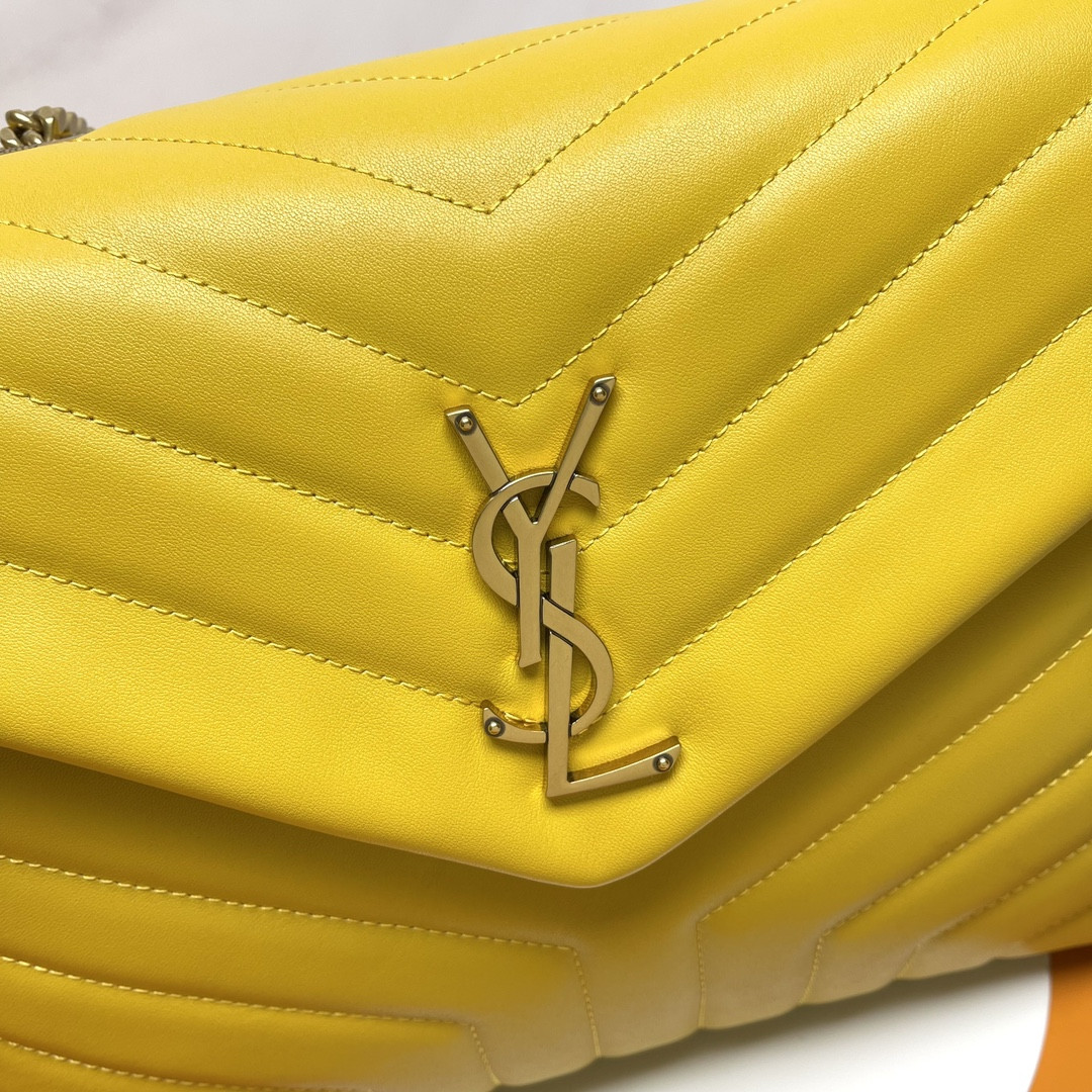 YSL LOULOU MEDIUM IN QUILTED LEATHER YELLOW 12.5 X 8.6 X 3.5 INCHES - Image 6