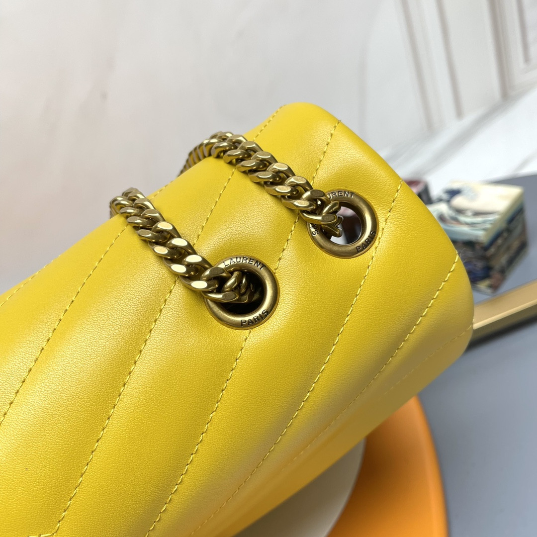 YSL LOULOU MEDIUM IN QUILTED LEATHER YELLOW 12.5 X 8.6 X 3.5 INCHES - Image 7