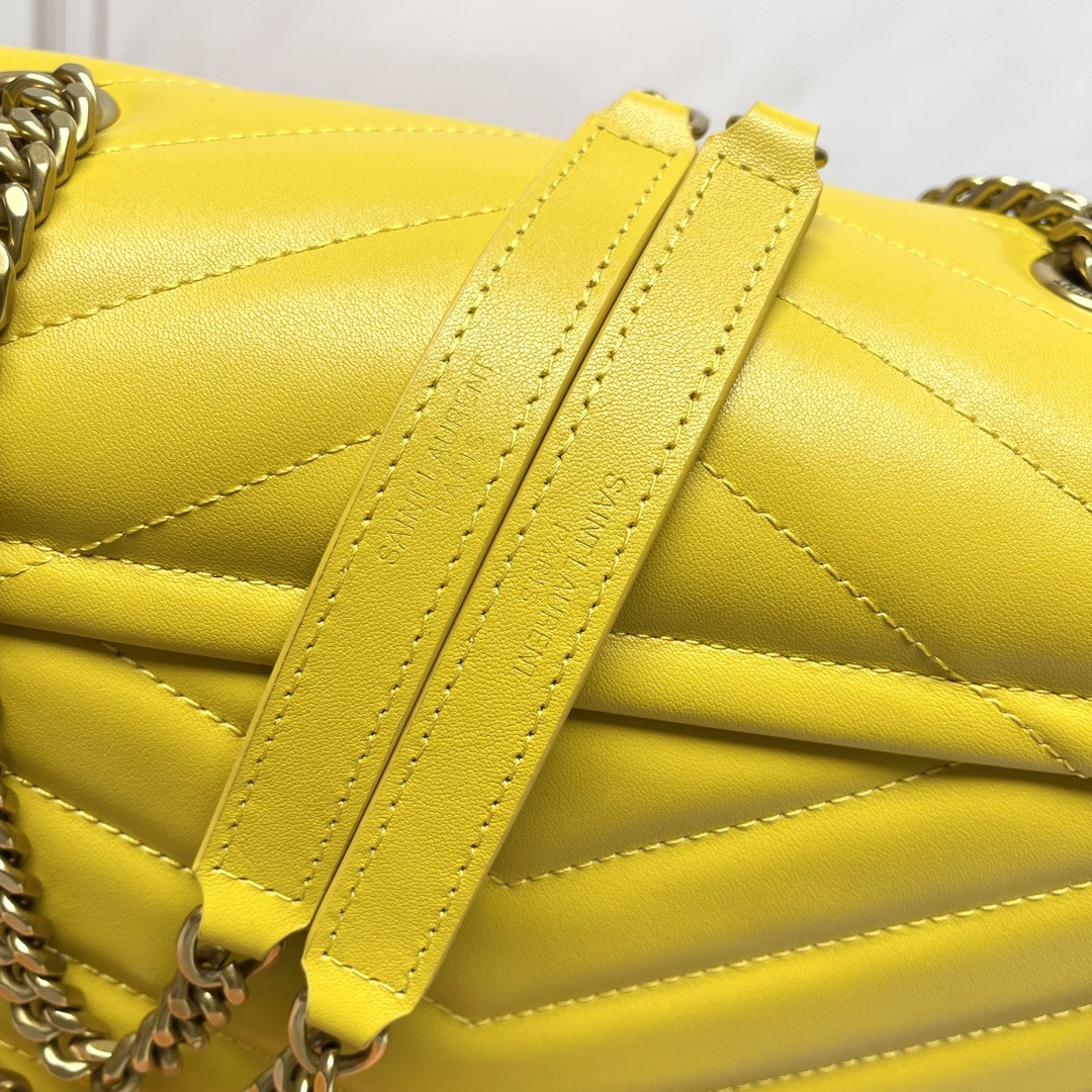 YSL LOULOU MEDIUM IN QUILTED LEATHER YELLOW 12.5 X 8.6 X 3.5 INCHES - Image 8
