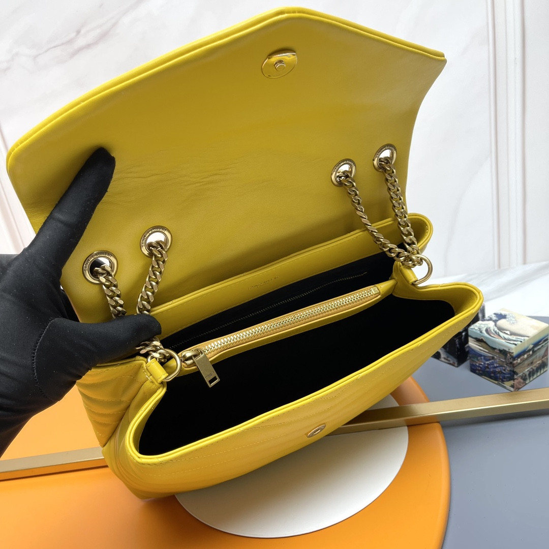 YSL LOULOU MEDIUM IN QUILTED LEATHER YELLOW 12.5 X 8.6 X 3.5 INCHES - Image 10