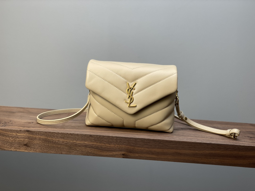 YSL TOY LOULOU IN QUILTED LEATHER DARK BEIGE 7.9 X 5.5 X 3 INCHES - Image 2