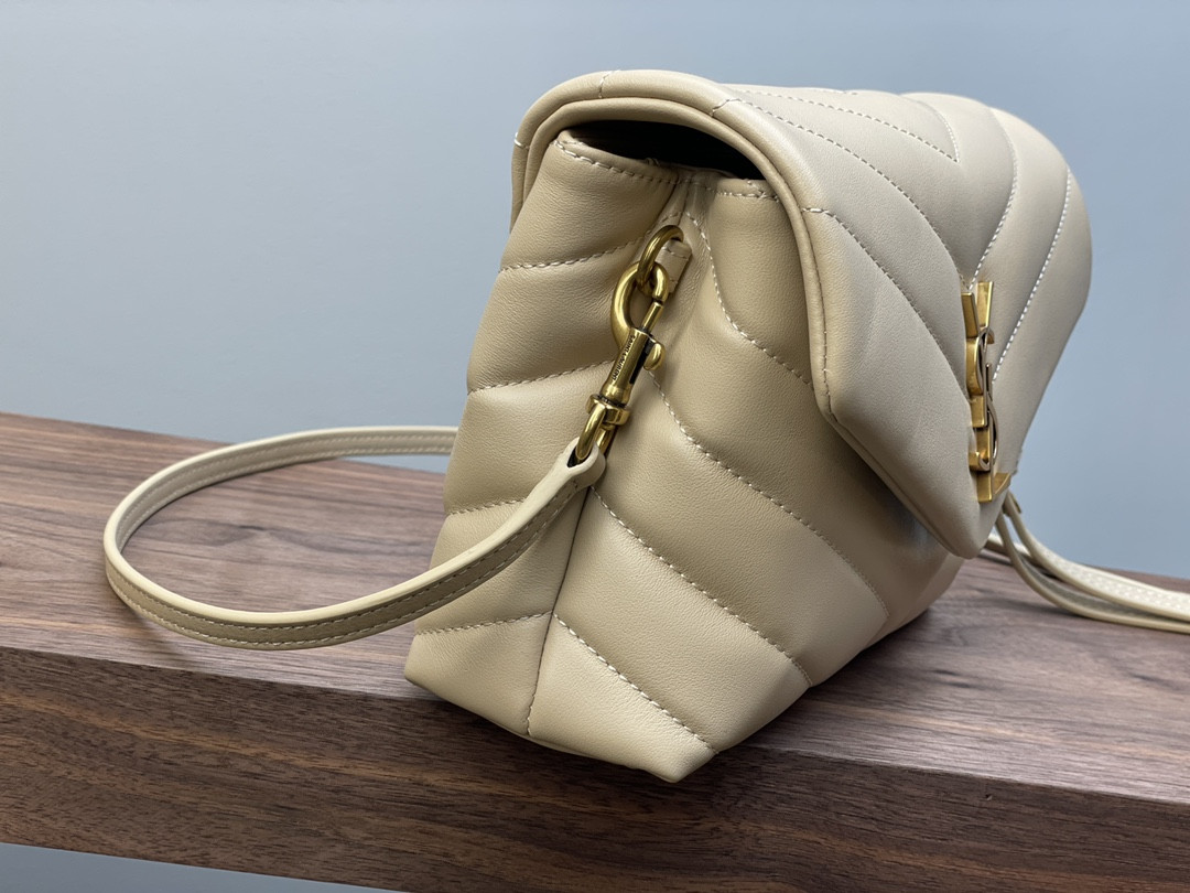 YSL TOY LOULOU IN QUILTED LEATHER DARK BEIGE 7.9 X 5.5 X 3 INCHES - Image 3