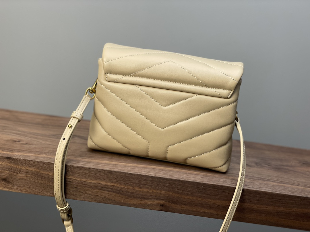 YSL TOY LOULOU IN QUILTED LEATHER DARK BEIGE 7.9 X 5.5 X 3 INCHES - Image 4