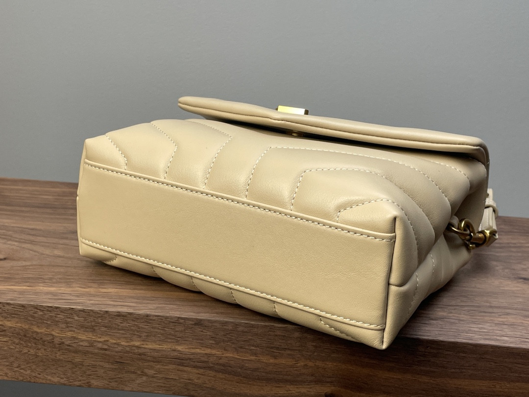 YSL TOY LOULOU IN QUILTED LEATHER DARK BEIGE 7.9 X 5.5 X 3 INCHES - Image 6