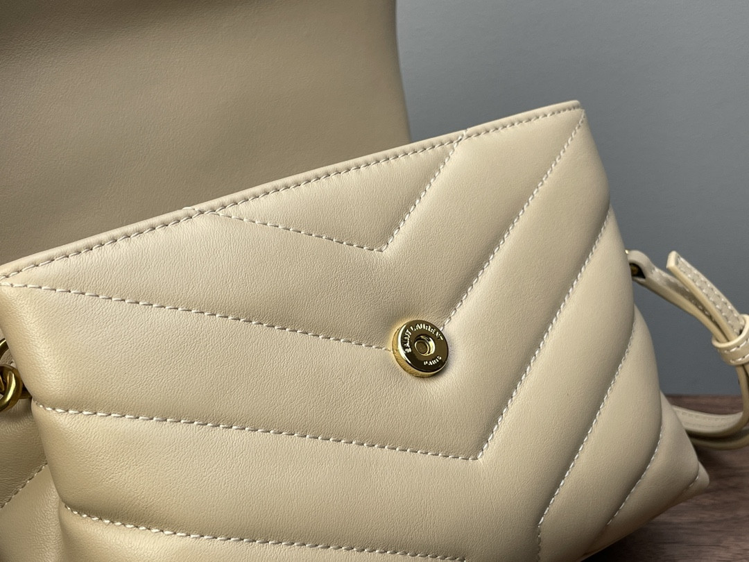 YSL TOY LOULOU IN QUILTED LEATHER DARK BEIGE 7.9 X 5.5 X 3 INCHES - Image 9