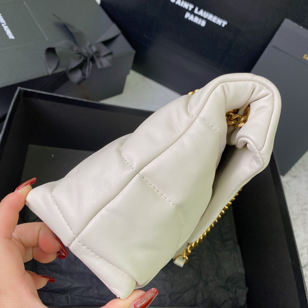 YSL PUFFER SMALL IN NAPPA LEATHER WHITE 11.4 X 6.6 X 4.3 INCHES - Image 5
