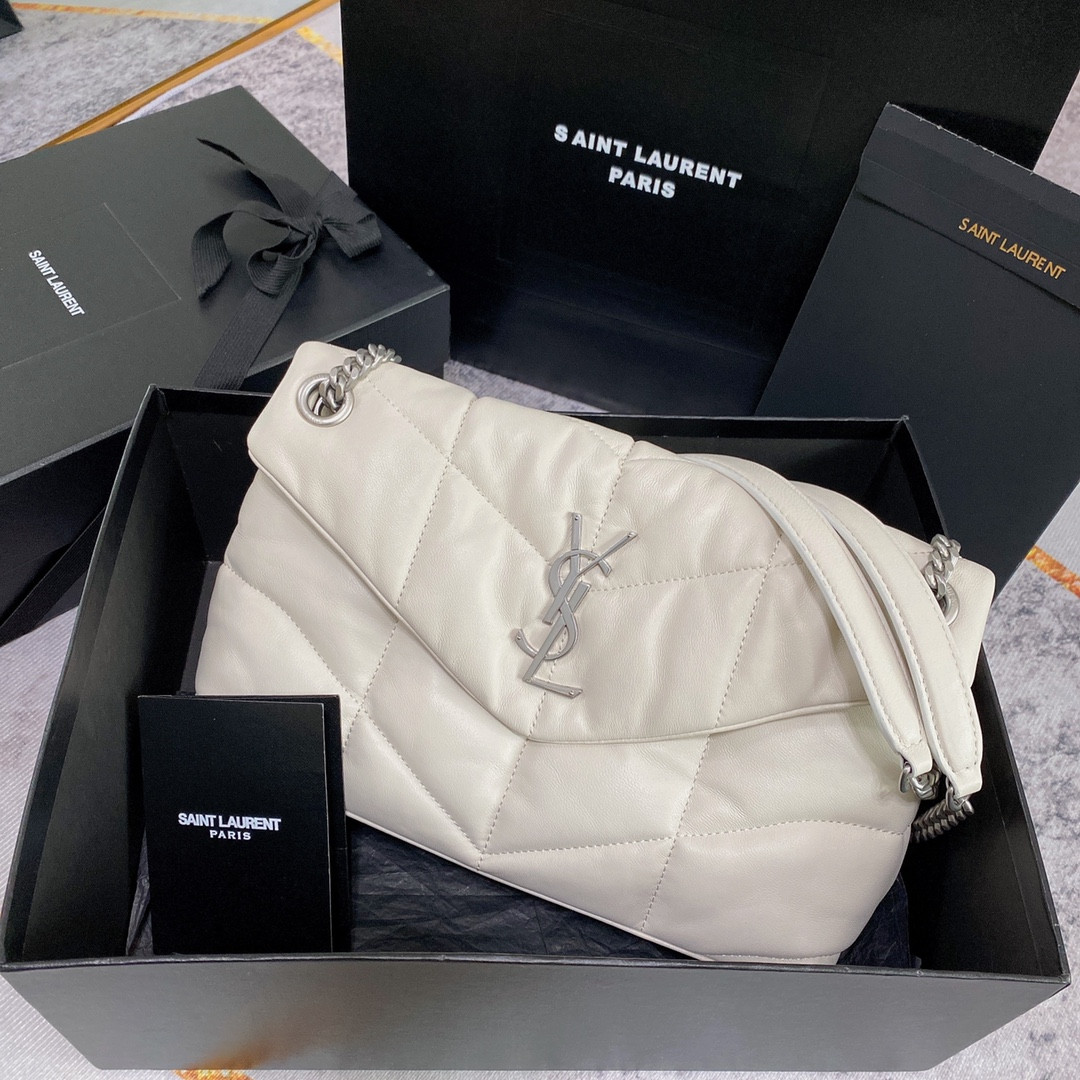 YSL PUFFER SMALL IN NAPPA LEATHER WHITE SILVER 11.4 X 6.6 X 4.3 INCHES - Image 2