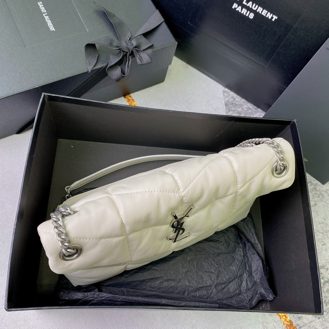 YSL PUFFER SMALL IN NAPPA LEATHER WHITE SILVER 11.4 X 6.6 X 4.3 INCHES - Image 4