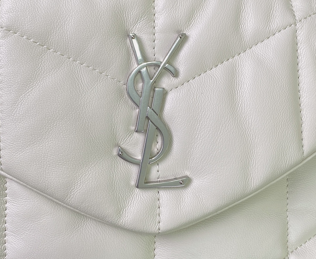 YSL PUFFER SMALL IN NAPPA LEATHER WHITE SILVER 11.4 X 6.6 X 4.3 INCHES - Image 7