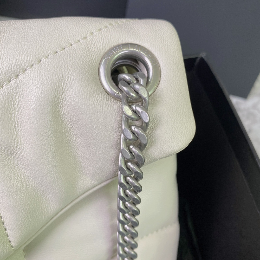 YSL PUFFER SMALL IN NAPPA LEATHER WHITE SILVER 11.4 X 6.6 X 4.3 INCHES - Image 8