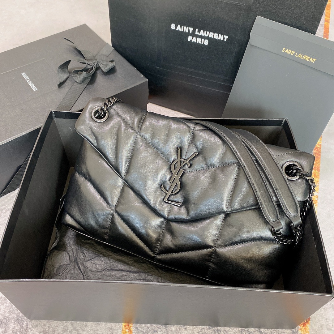 YSL PUFFER SMALL IN NAPPA LEATHER ALL BLACK 11.4 X 6.6 X 4.3 INCHES - Image 2