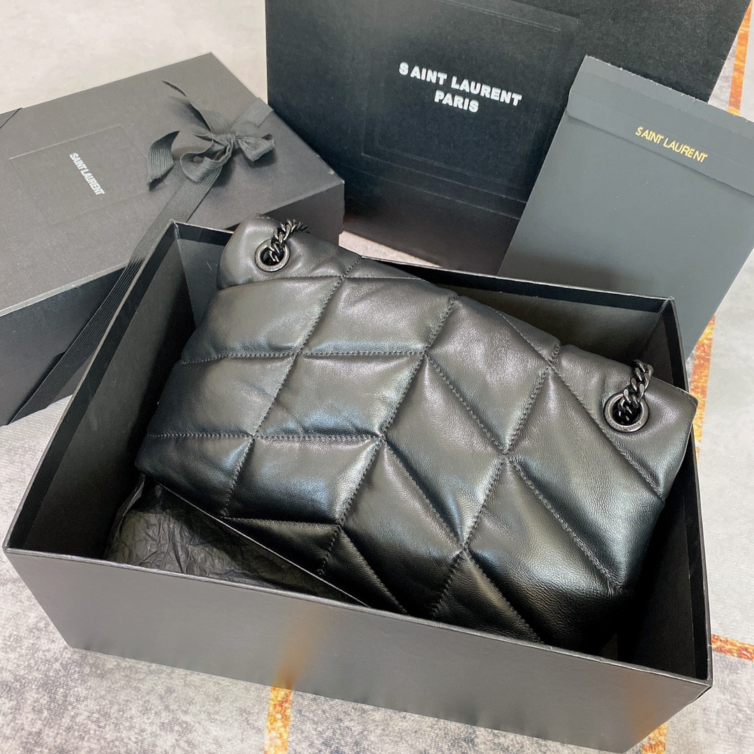 YSL PUFFER SMALL IN NAPPA LEATHER ALL BLACK 11.4 X 6.6 X 4.3 INCHES - Image 3