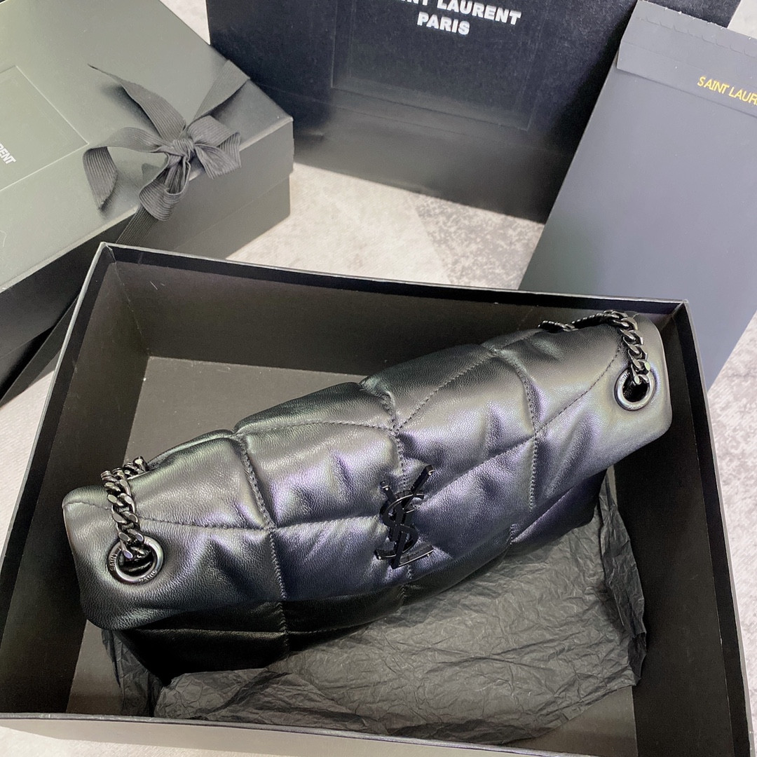 YSL PUFFER SMALL IN NAPPA LEATHER ALL BLACK 11.4 X 6.6 X 4.3 INCHES - Image 4