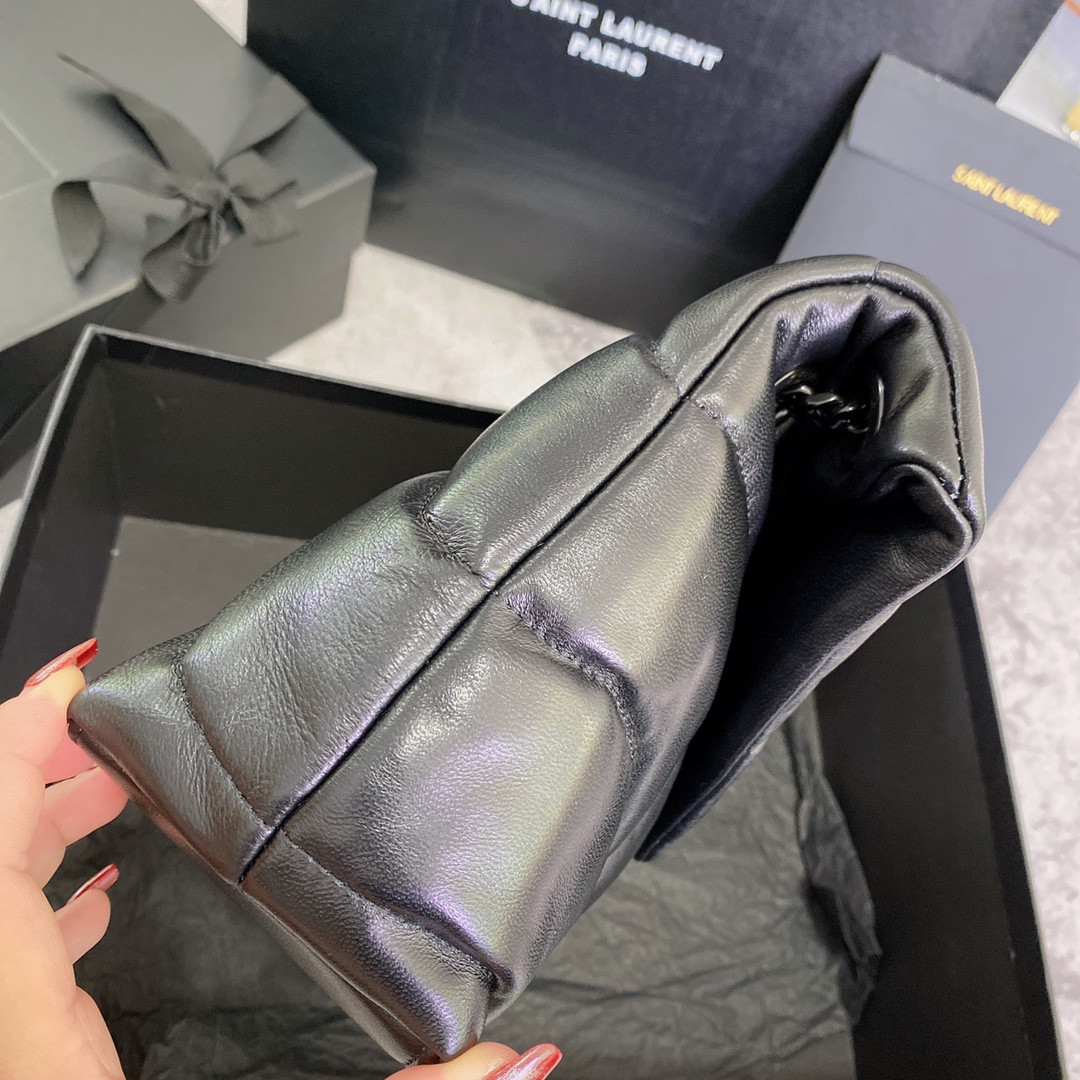 YSL PUFFER SMALL IN NAPPA LEATHER ALL BLACK 11.4 X 6.6 X 4.3 INCHES - Image 5