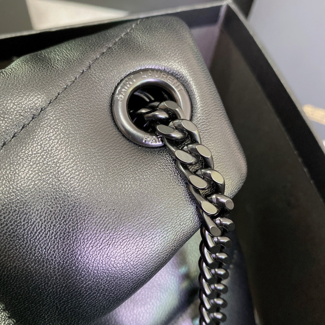 YSL PUFFER SMALL IN NAPPA LEATHER ALL BLACK 11.4 X 6.6 X 4.3 INCHES - Image 8