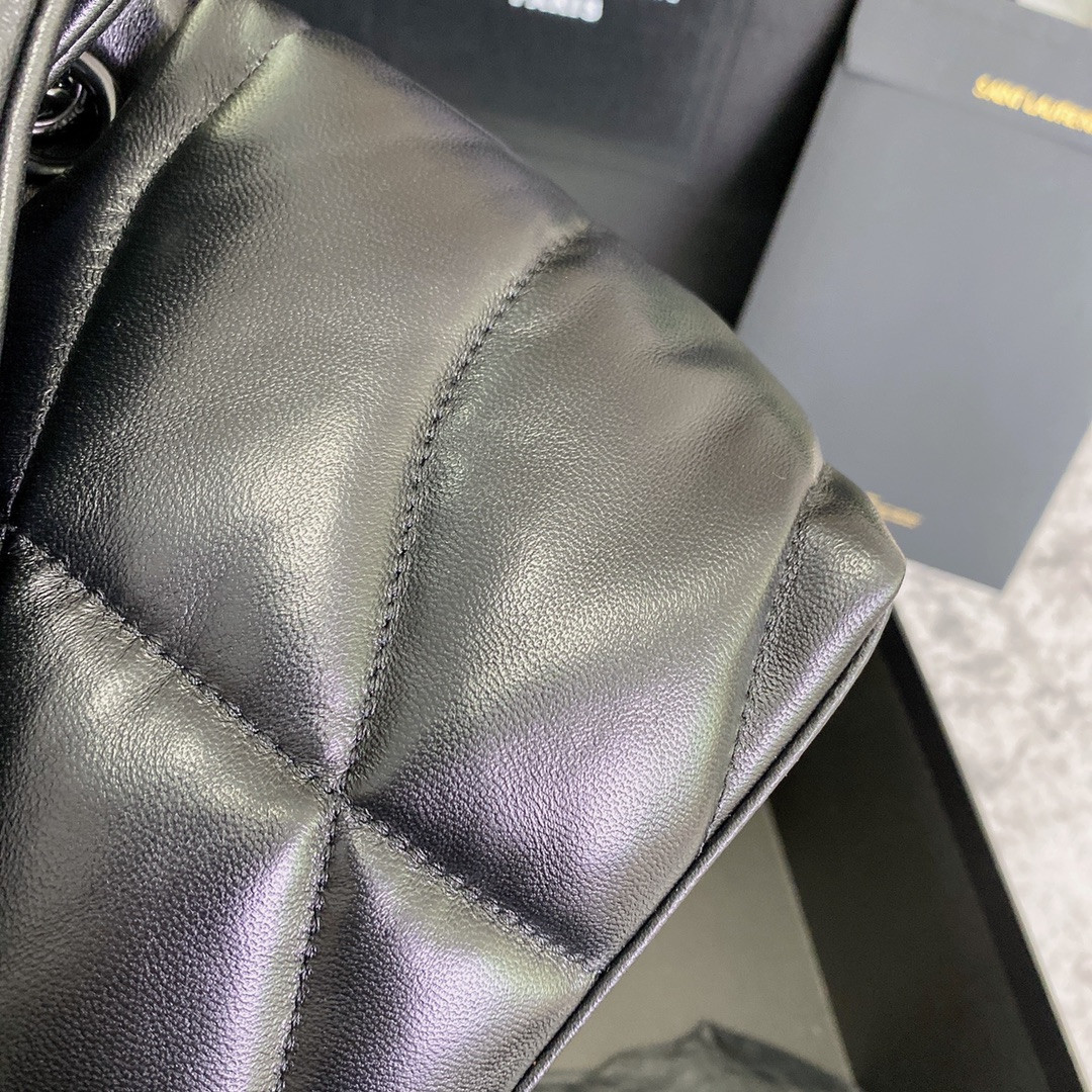 YSL PUFFER SMALL IN NAPPA LEATHER ALL BLACK 11.4 X 6.6 X 4.3 INCHES - Image 9