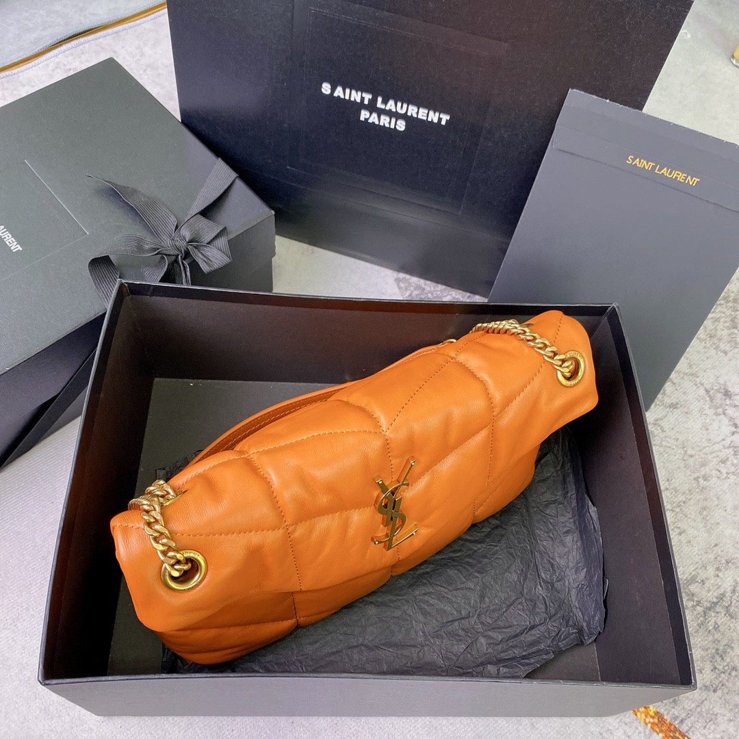 YSL PUFFER SMALL IN NAPPA LEATHER ORANGE 11.4 X 6.6 X 4.3 INCHES - Image 4
