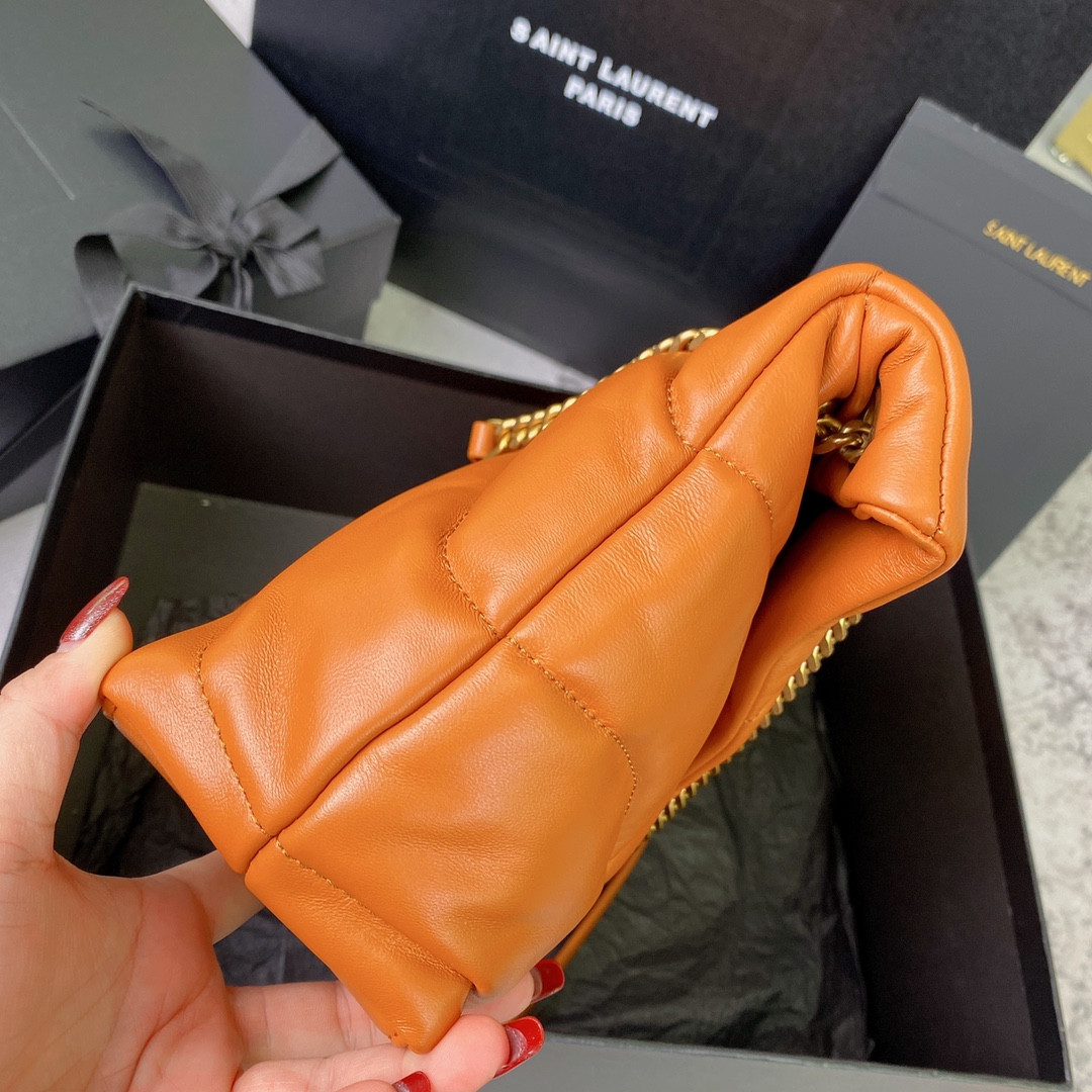 YSL PUFFER SMALL IN NAPPA LEATHER ORANGE 11.4 X 6.6 X 4.3 INCHES - Image 5