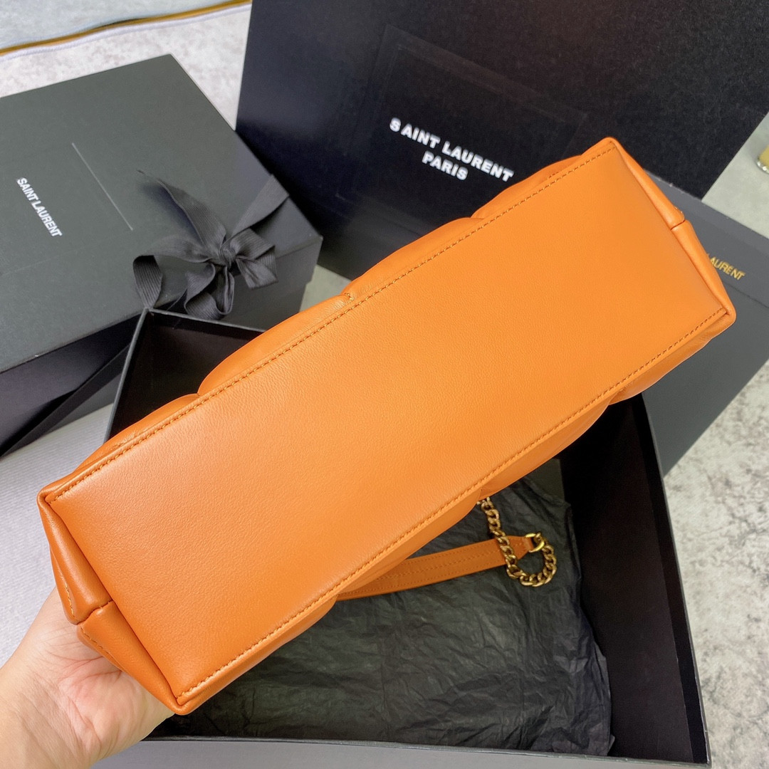 YSL PUFFER SMALL IN NAPPA LEATHER ORANGE 11.4 X 6.6 X 4.3 INCHES - Image 6