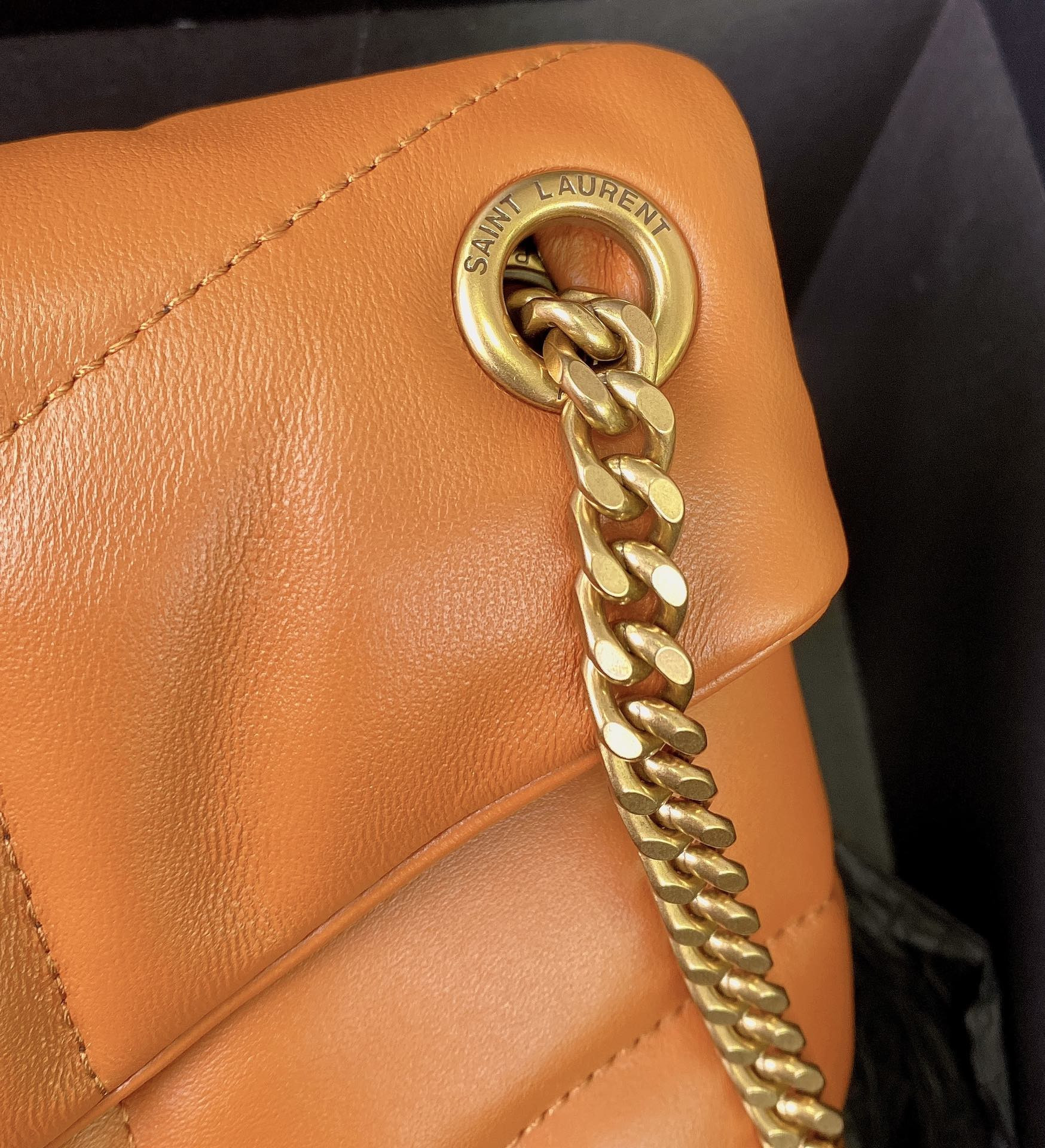 YSL PUFFER SMALL IN NAPPA LEATHER ORANGE 11.4 X 6.6 X 4.3 INCHES - Image 8