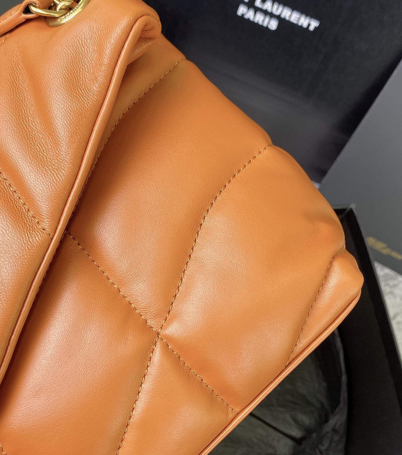 YSL PUFFER SMALL IN NAPPA LEATHER ORANGE 11.4 X 6.6 X 4.3 INCHES - Image 9