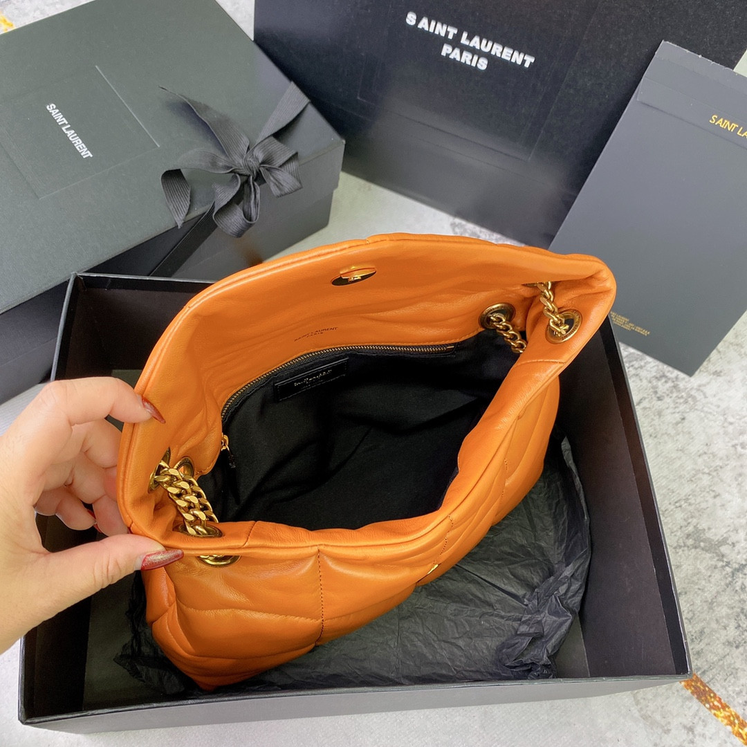 YSL PUFFER SMALL IN NAPPA LEATHER ORANGE 11.4 X 6.6 X 4.3 INCHES - Image 10