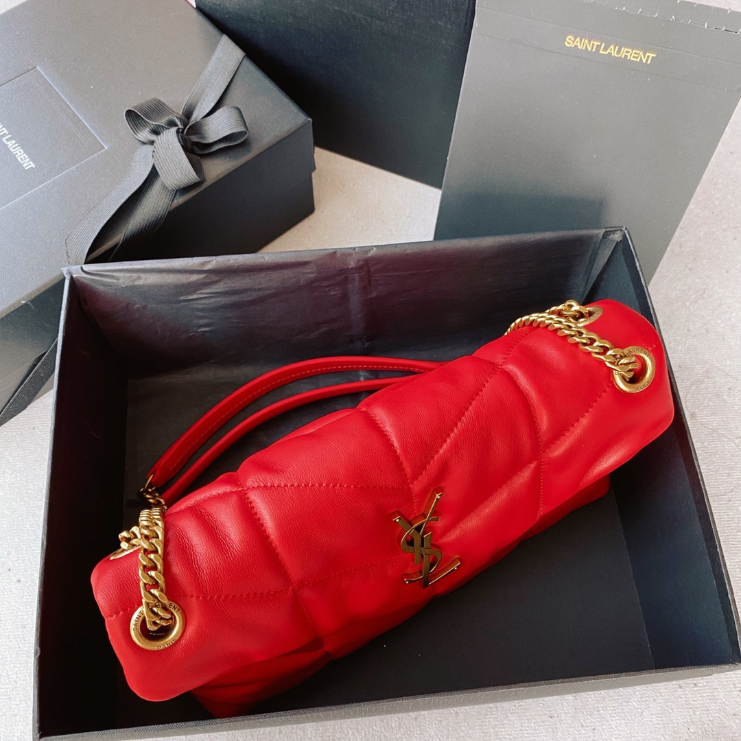 YSL PUFFER SMALL IN NAPPA LEATHER RED 11.4 X 6.6 X 4.3 INCHES - Image 4