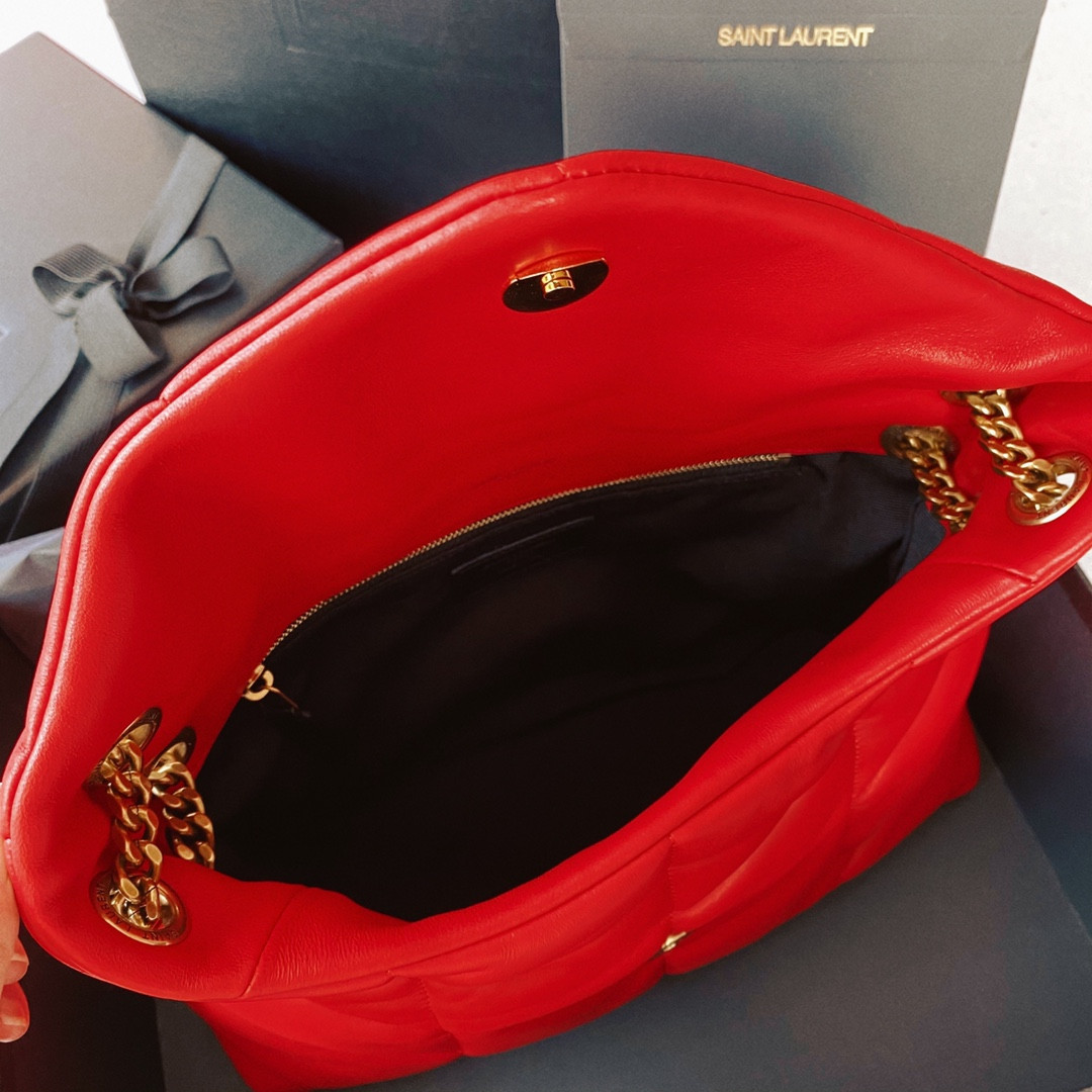 YSL PUFFER SMALL IN NAPPA LEATHER RED 11.4 X 6.6 X 4.3 INCHES - Image 10