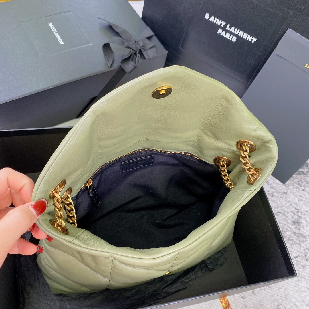 YSL PUFFER SMALL IN NAPPA LEATHER GREEN 11.4 X 6.6 X 4.3 INCHES - Image 10