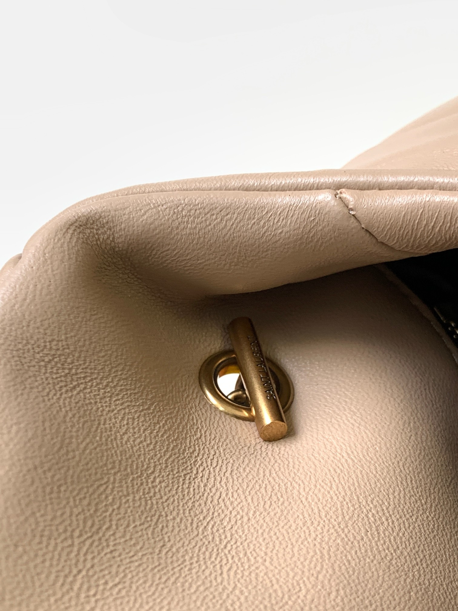 YSL PUFFER MEDIUM IN NAPPA LEATHER DARK BEIGE 13.7 X 9 X 5.3 INCHES - Image 9