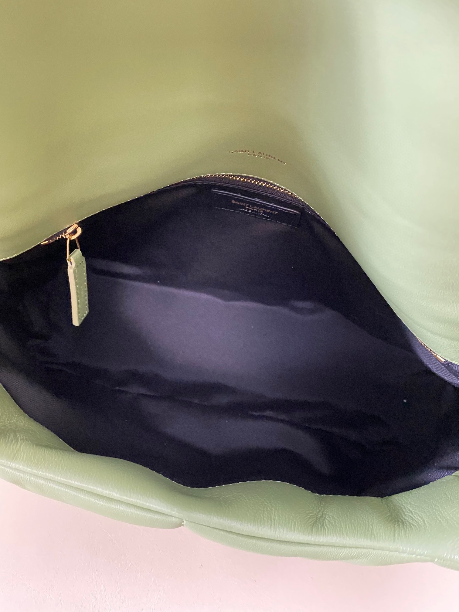 YSL PUFFER MEDIUM IN NAPPA LEATHER LIGHT GREEN 13.7 X 9 X 5.3 INCHES - Image 9