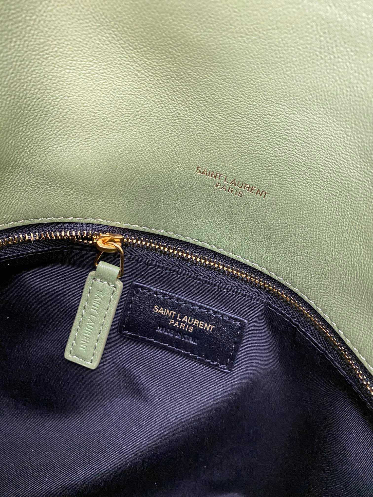 YSL PUFFER MEDIUM IN NAPPA LEATHER LIGHT GREEN 13.7 X 9 X 5.3 INCHES - Image 10