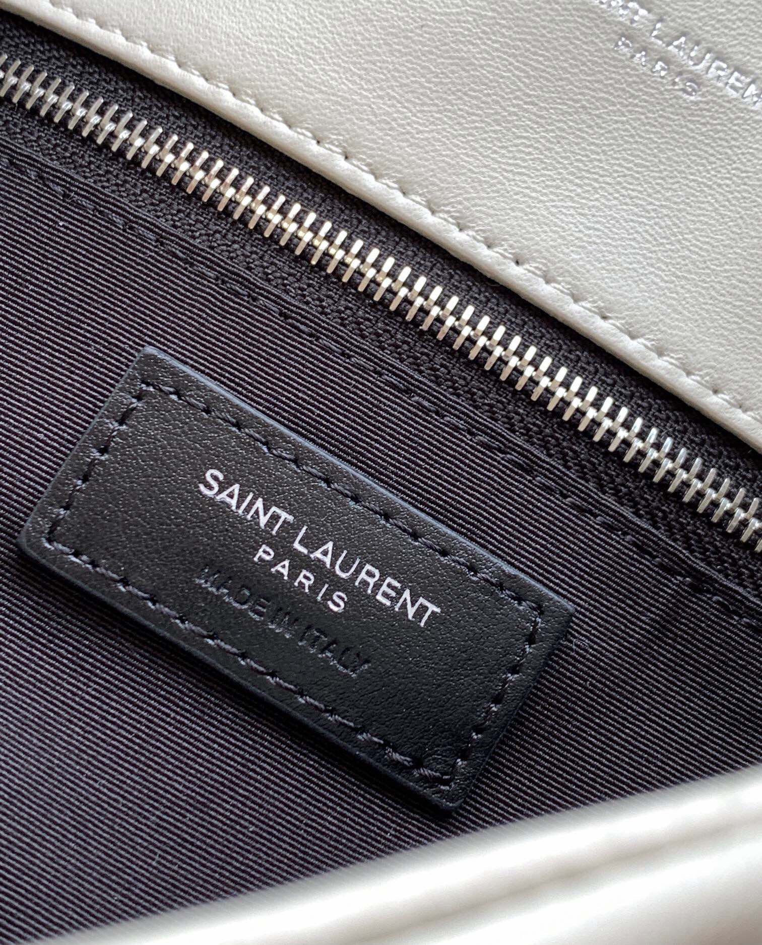 YSL PUFFER MEDIUM IN NAPPA LEATHER WHITE SILVER 13.7 X 9 X 5.3 INCHES - Image 10