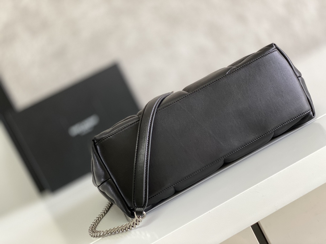 YSL LOULOU PUFFER MEDIUM IN NAPPA LEATHER BLACK SILVER 13.7 X 9 X 5.3 INCHES - Image 5