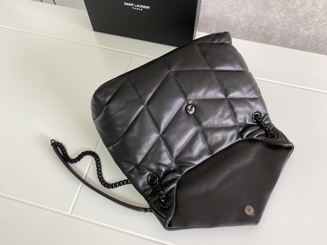 YSL PUFFER MEDIUM IN NAPPA LEATHER ALL BLACK 13.7 X 9 X 5.3 INCHES - Image 5