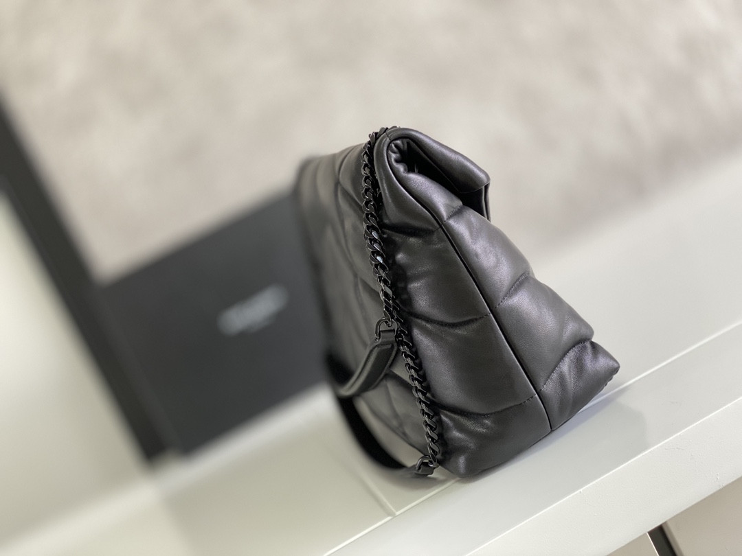 YSL PUFFER MEDIUM IN NAPPA LEATHER ALL BLACK 13.7 X 9 X 5.3 INCHES - Image 8