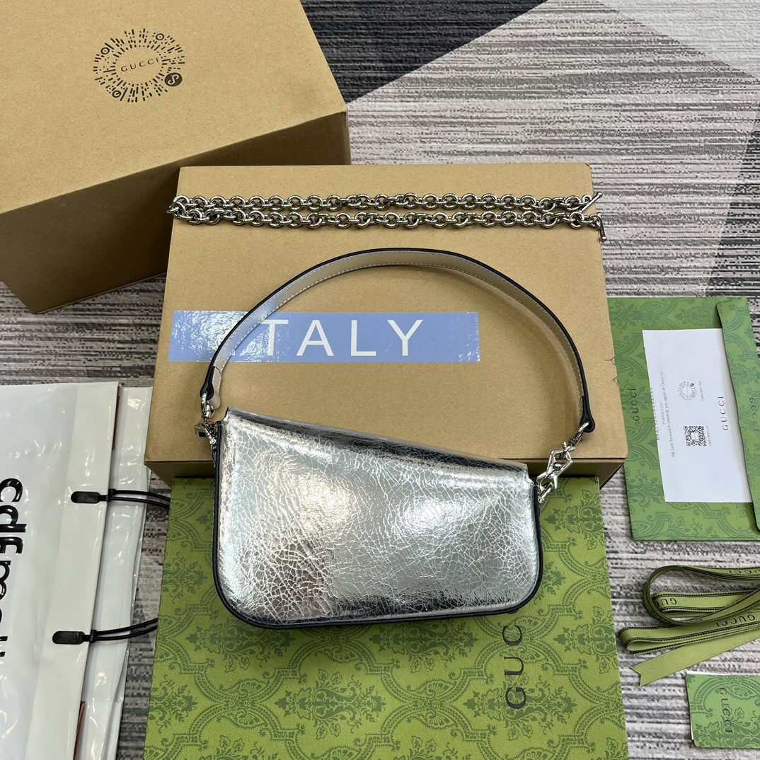 GUCCI HORSEBIT 1955 MINI SHOULDER BAG SILVER 7.7 x 5-3.1 x 2.4-1.2 - Image 3