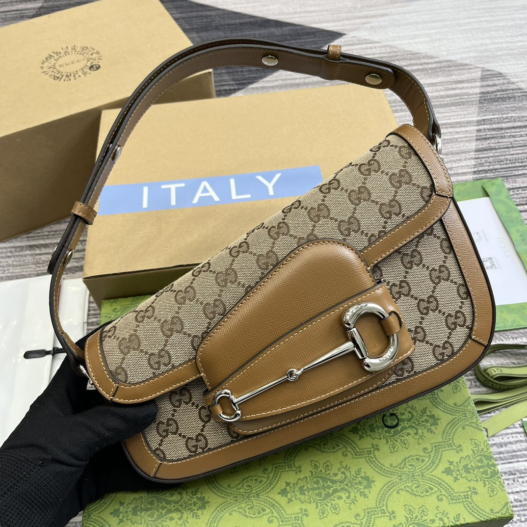 GUCCI HORSEBIT 1955 SMALL SHOULDER BAG Brown 10.4 x 6.7-4.1 x 3.1-1.6 - Image 5
