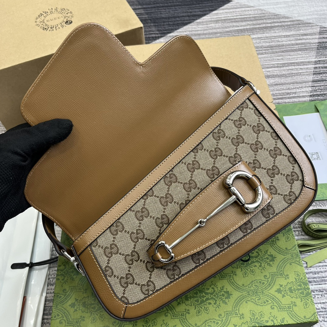 GUCCI HORSEBIT 1955 SMALL SHOULDER BAG Brown 10.4 x 6.7-4.1 x 3.1-1.6 - Image 7