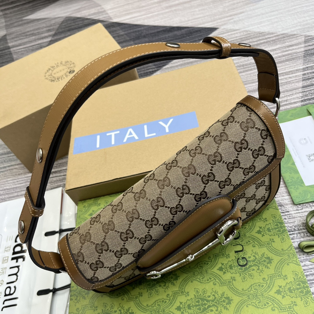 GUCCI HORSEBIT 1955 SMALL SHOULDER BAG Brown 10.4 x 6.7-4.1 x 3.1-1.6 - Image 8