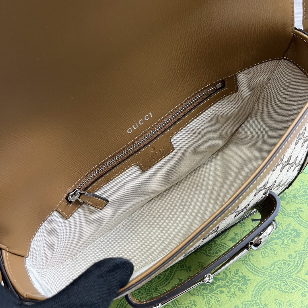 GUCCI HORSEBIT 1955 SMALL SHOULDER BAG Brown 10.4 x 6.7-4.1 x 3.1-1.6 - Image 9