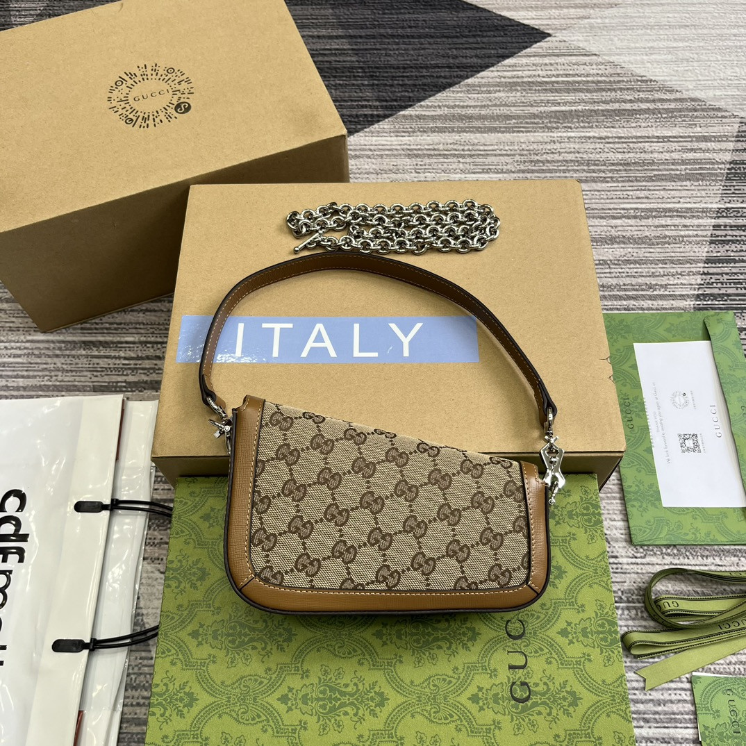GUCCI HORSEBIT 1955 MINI SHOULDER BAG BROWN 7.7 x 5-3.1 x 2.4-1.2 - Image 3