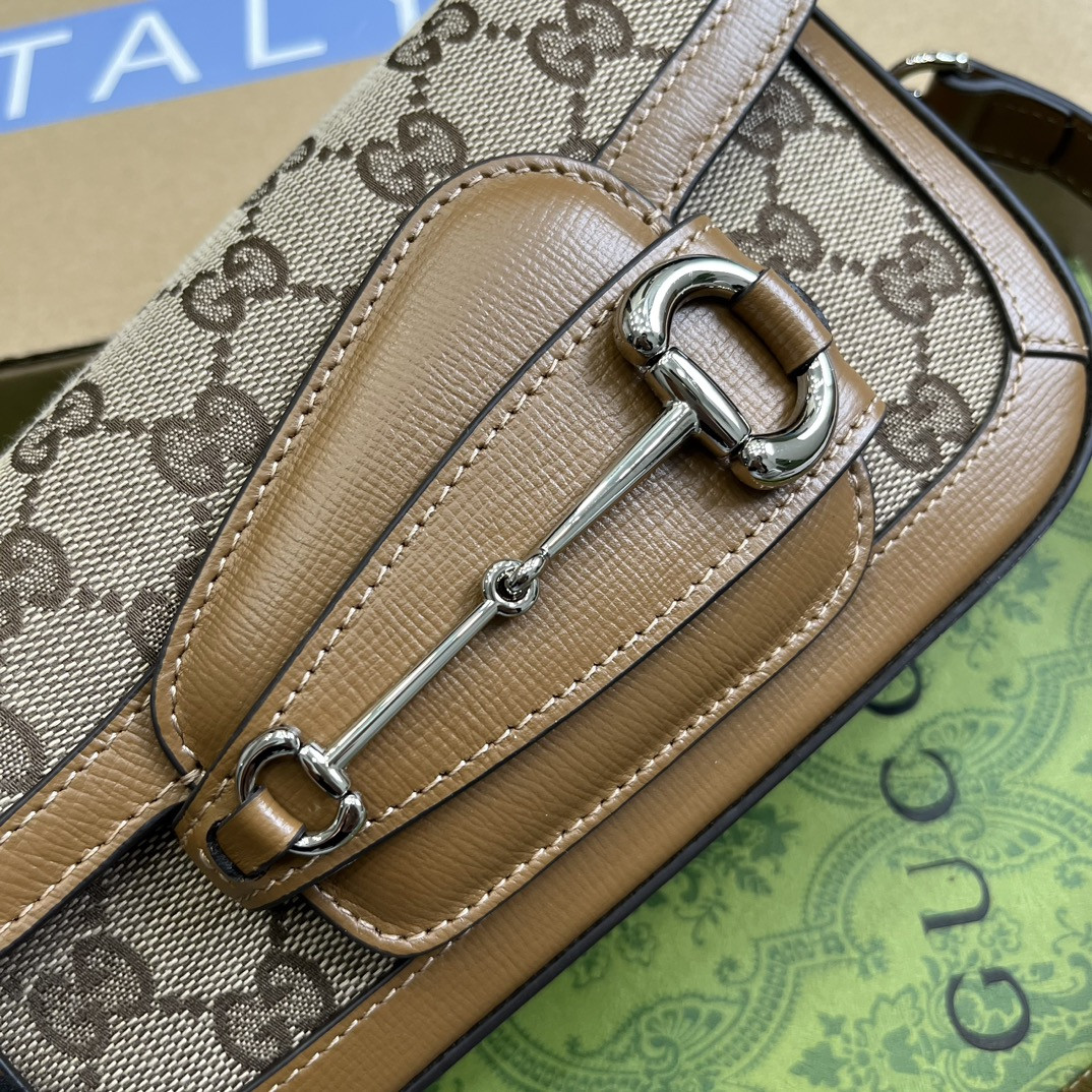 GUCCI HORSEBIT 1955 MINI SHOULDER BAG BROWN 7.7 x 5-3.1 x 2.4-1.2 - Image 6