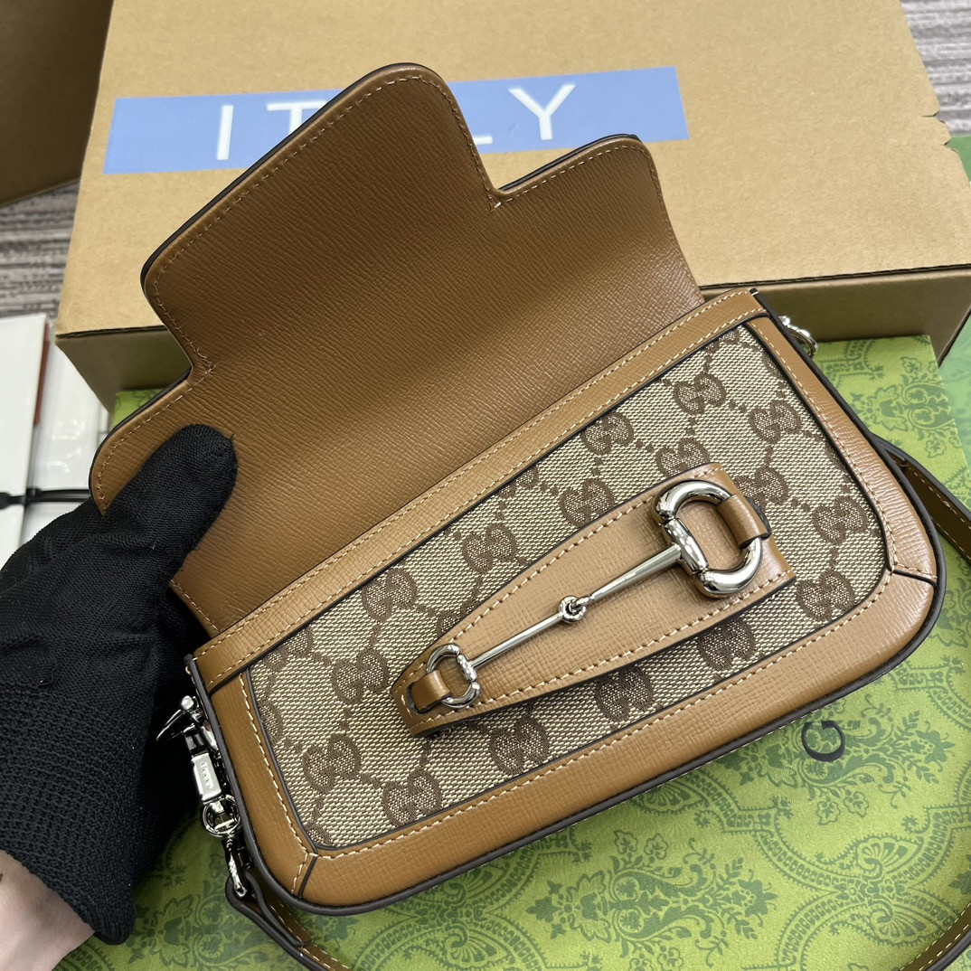 GUCCI HORSEBIT 1955 MINI SHOULDER BAG BROWN 7.7 x 5-3.1 x 2.4-1.2 - Image 8