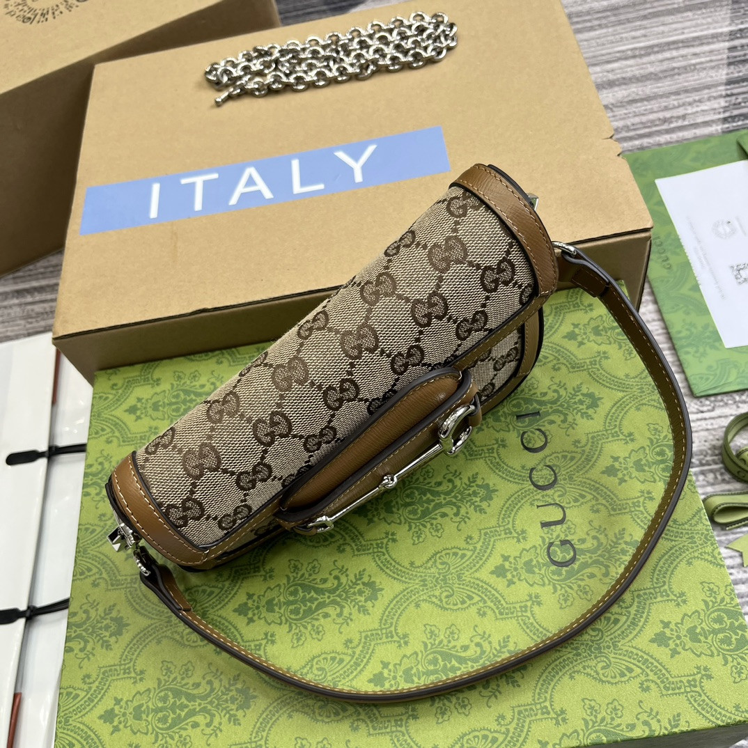GUCCI HORSEBIT 1955 MINI SHOULDER BAG BROWN 7.7 x 5-3.1 x 2.4-1.2 - Image 9