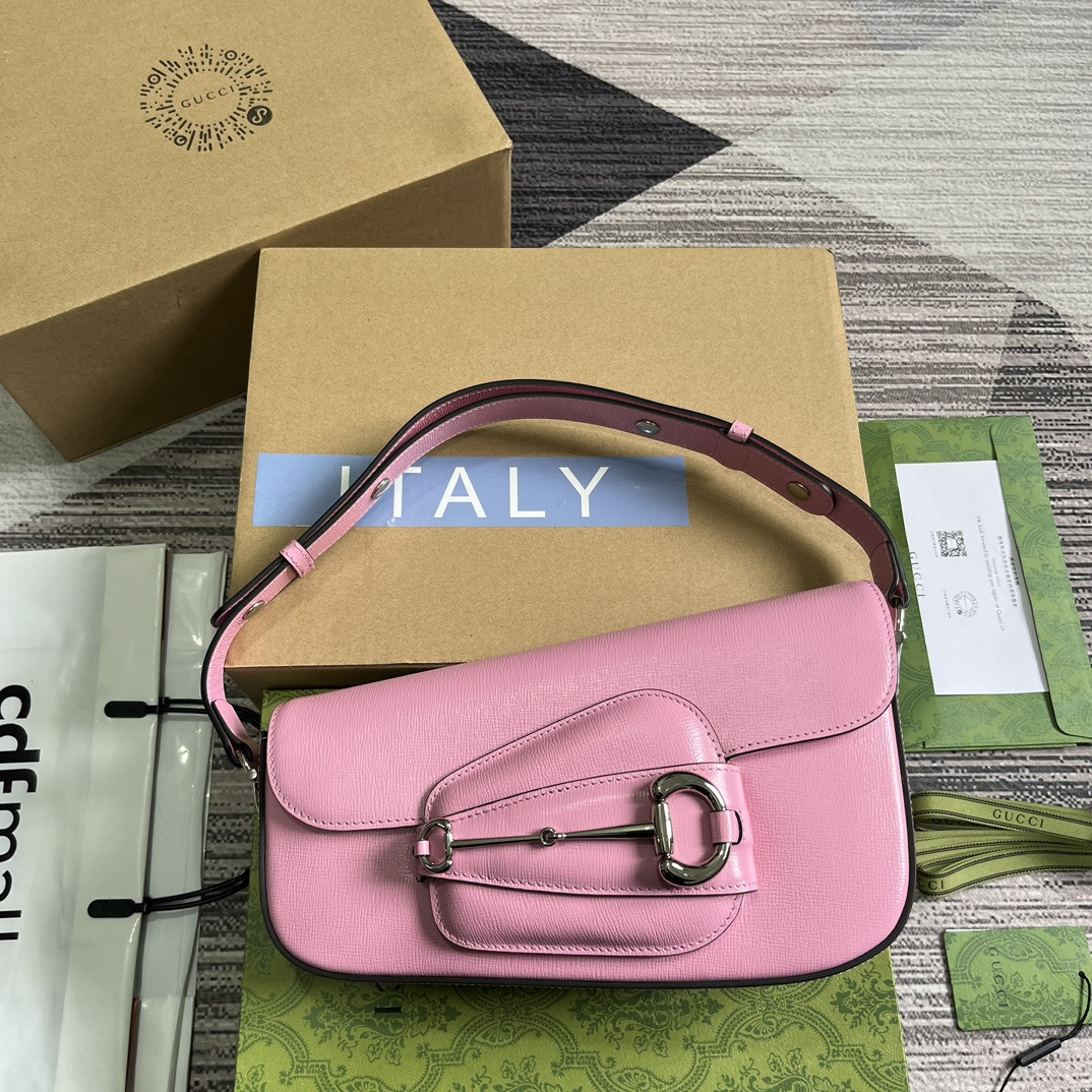 GUCCI HORSEBIT 1955 SMALL SHOULDER BAG pink 10.4 x 6.7-4.1 x 3.1-1.6