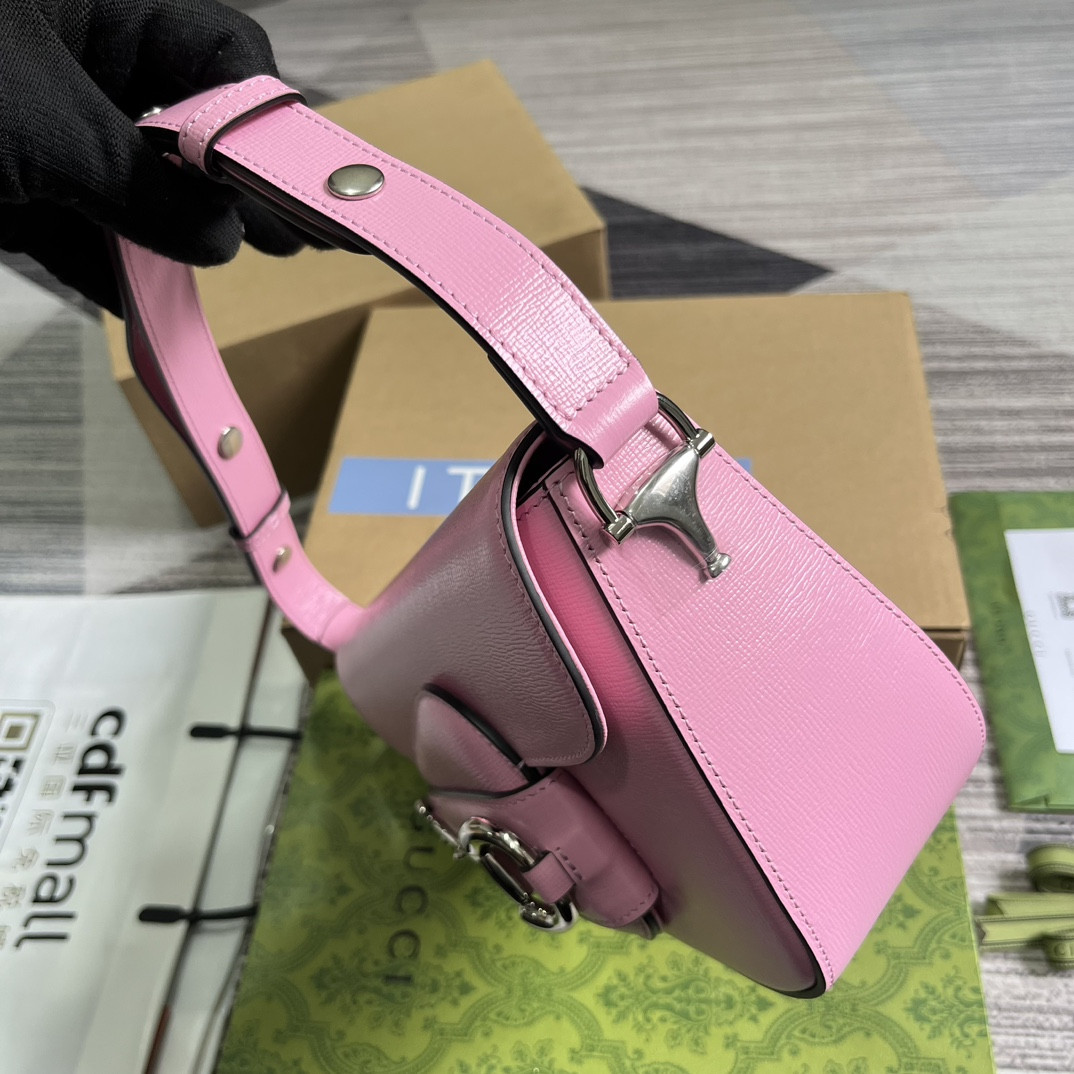 GUCCI HORSEBIT 1955 SMALL SHOULDER BAG pink 10.4 x 6.7-4.1 x 3.1-1.6 - Image 8